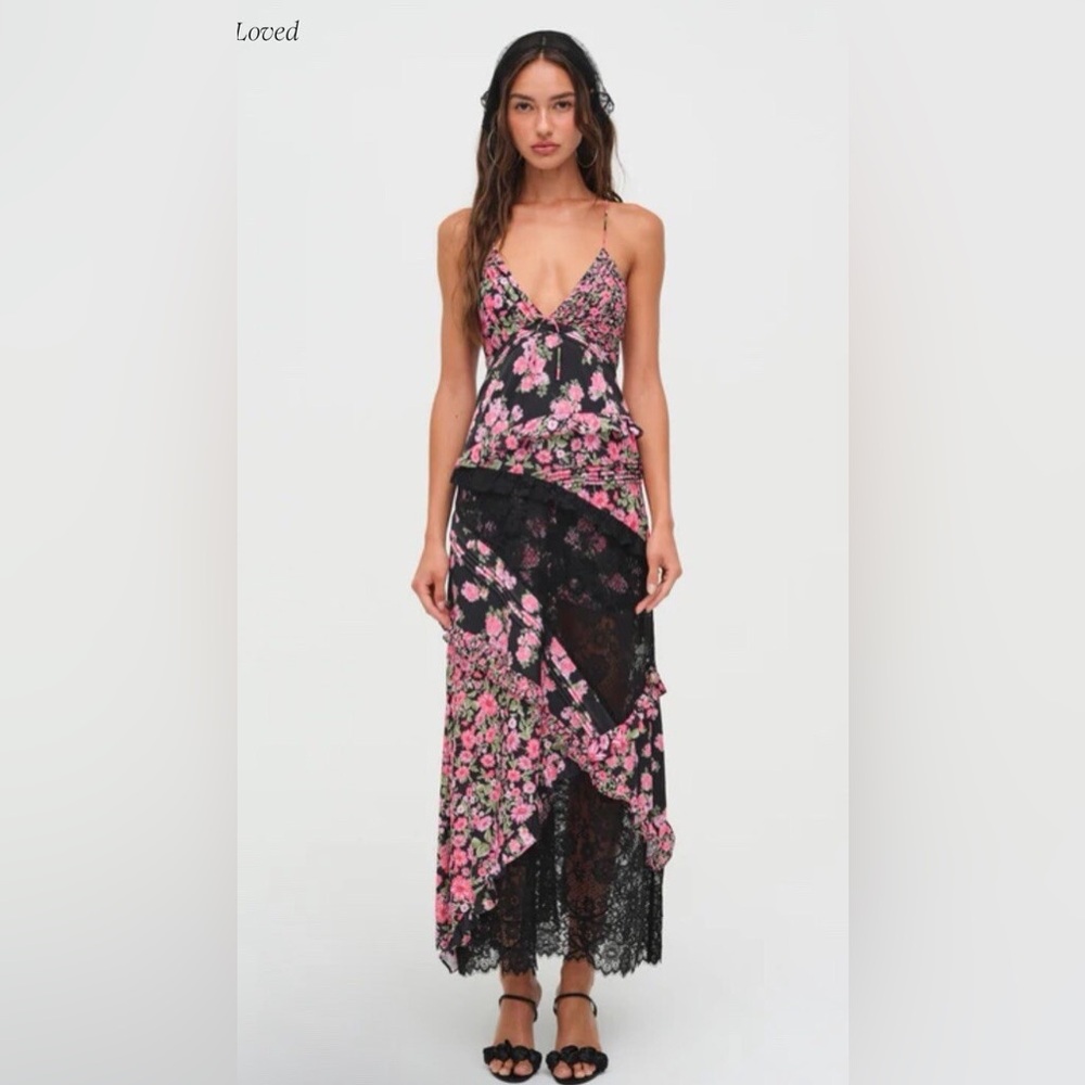 For Love & Lemons x Free People Rosalyn Patchwork Dress, EUC, Size XS